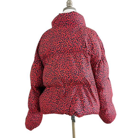 Fabletics Red and Black Leopard Print Puffer Coat Women's Size Plus 4X EUC - Picture 4 of 10